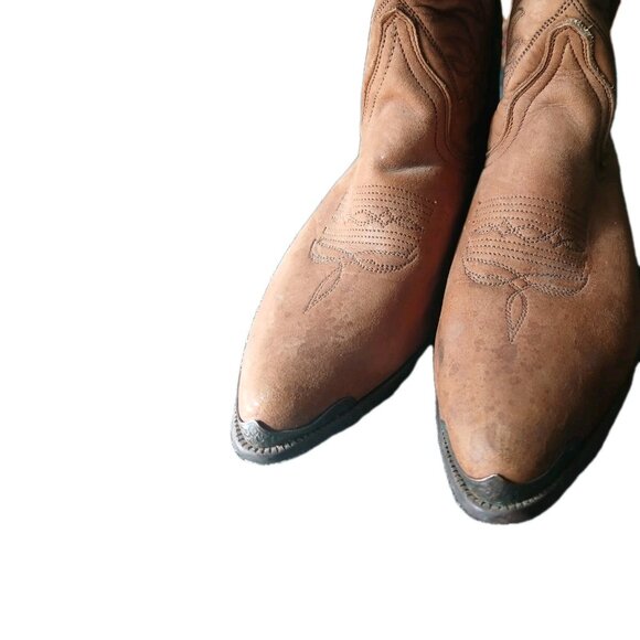 VTG Womens 8 DINGO Cowboy Western Leather Brown Boots Cowgirl Southwest USA - Picture 2 of 8